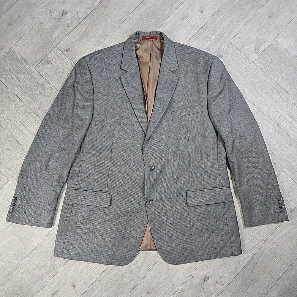 IZOD Sport Coat Men's 46R Classic Two Button Double Vented Plaid Macy's Men's